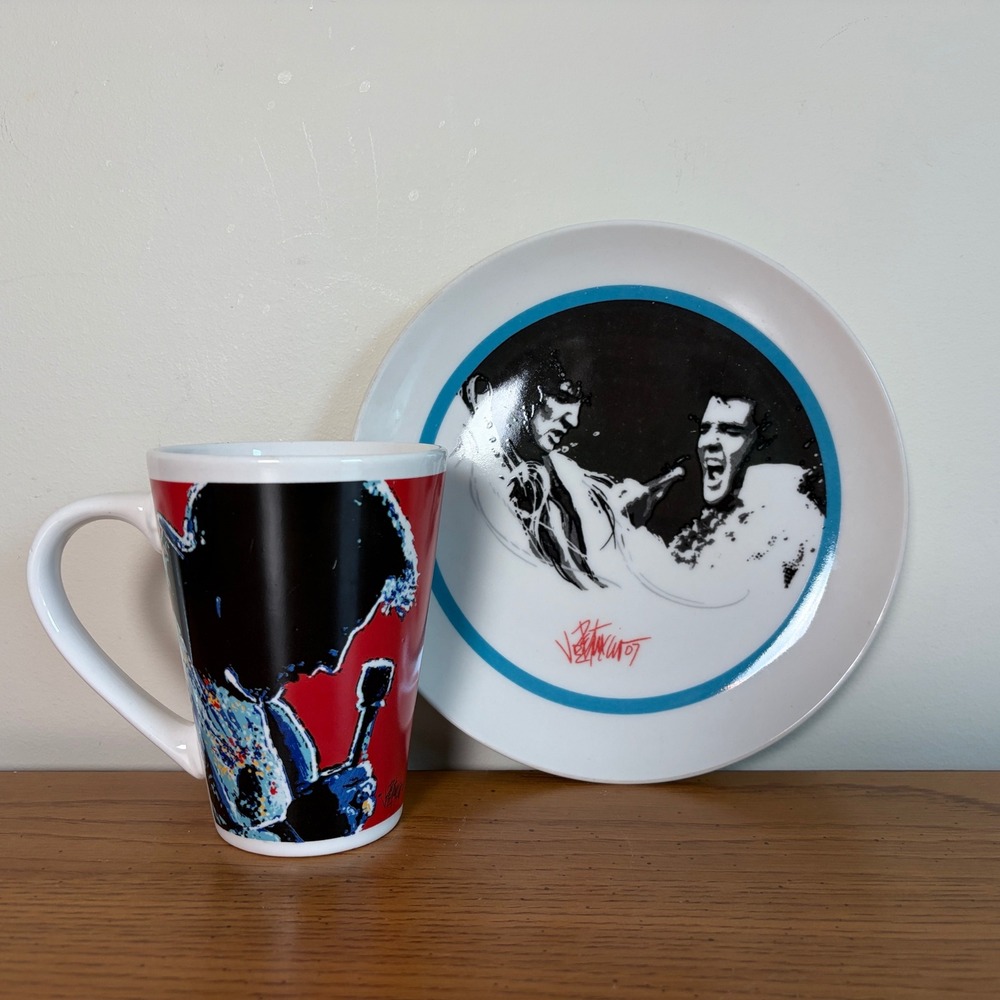 Elvis Presley Joe Petruccio Art Mug and Plate Set Long Live The King 2018